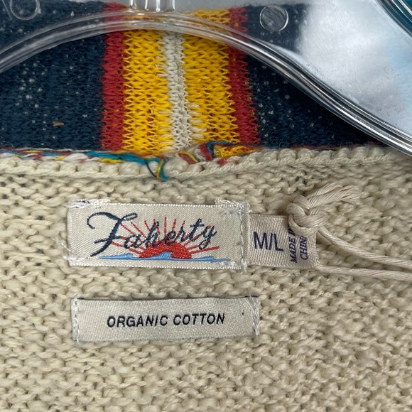 NWT Faherty Crow Stripes Duster Cardigan Braided Belt Border Stripe Ivory M / L - Picture 8 of 16